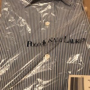 Ralph Lauren-blue and white stripe dress shirt. New in package with tags😊
